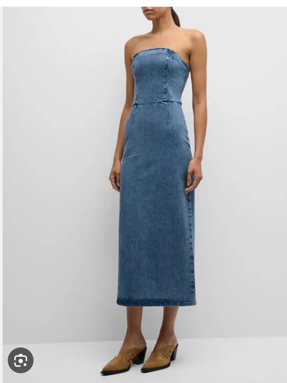 FRENCHIE STRAPLESS DENIM TUBE DRESS IN PRIME INDIGO Rare Sold out
